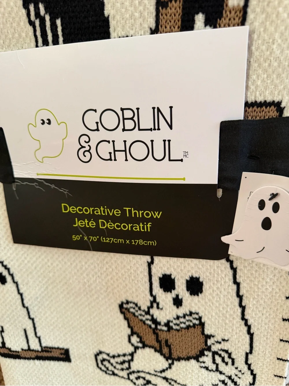 Goblin & Ghoul Ghost Reading Book Viral Knit Decorative Throw Blanket